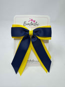 4.5 Inch Tail Bow - Navy & Daffodil