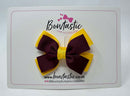 3 Inch Layer Butterfly Bow - Burgundy & Yellow Gold