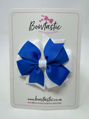 3 Inch Double Pinwheel Bow - Royal Blue & White