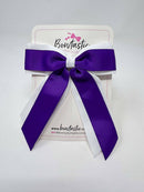 4.5 Inch Tail Bow - Purple & White