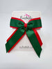 4.5 Inch Tail Bow - Forest Green & Red