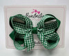4 Inch 2 Layer Bow - Forest Green & Green Gingham