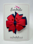 3 Inch Double Pinwheel Bow - Red & Navy