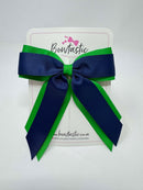 4.5 Inch Tail Bow - Navy & Emerald Green