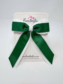 4.5 Inch Tail Bow - Forest Green & White