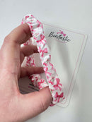 Mini Scrunchie - White Pink Bow & Cherry