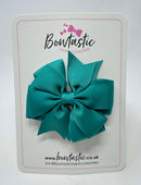 3 Inch Double Pinwheel Bow - Jade Green