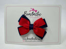 3 Inch Layer Butterfly Bow - Red & Navy