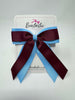4.5 Inch Tail Bow - Burgundy & Blue Mist