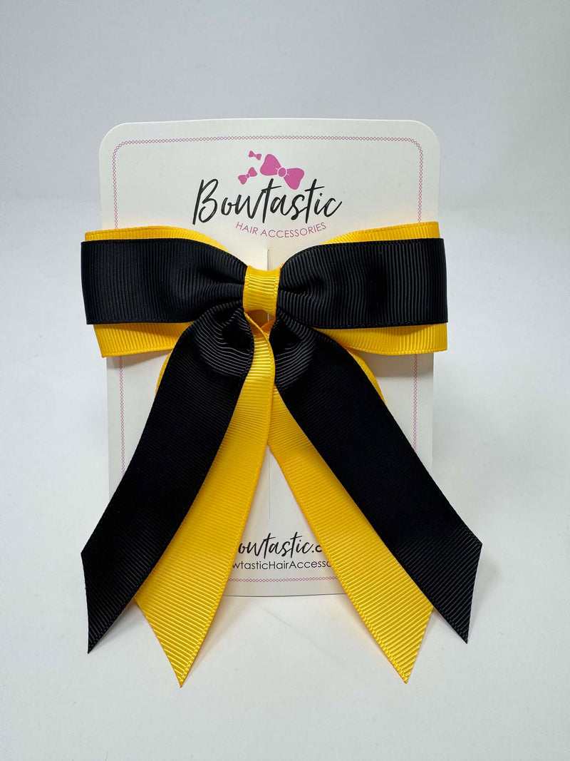 4.5 Inch Tail Bow - Black & Yellow Gold