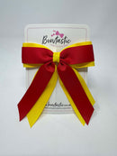 4.5 Inch Tail Bow - Red & Daffodil