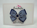 3 Inch Gem Butterfly Bow - Navy & Navy Gingham