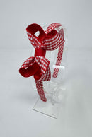 3 Inch Bow Alice Band - Red & Red Gingham