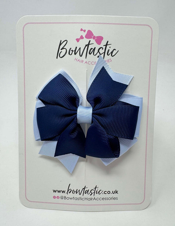 3 Inch Double Pinwheel Bow - Navy & Bluebell