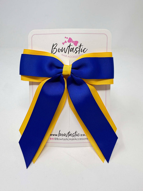 4.5 Inch Tail Bow - Cobalt & Yellow Gold