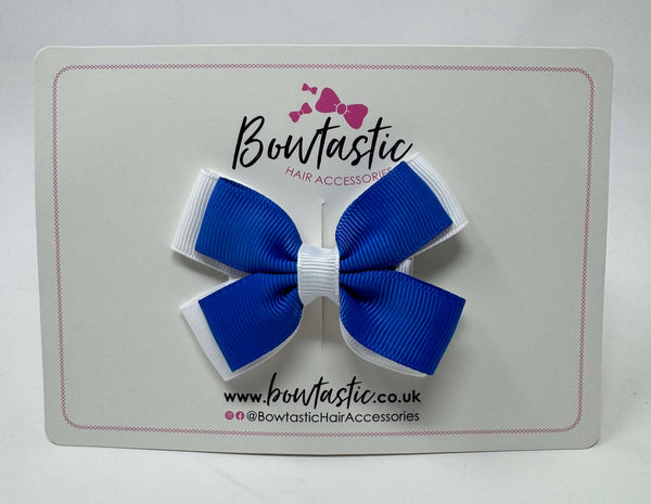 3 Inch Layer Butterfly Bow - Royal Blue & White