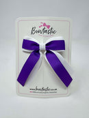 3 Inch Tail Bow -  Purple & White
