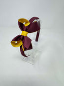 3 Inch Bow Alice Band - Burgundy & Yellow Gold