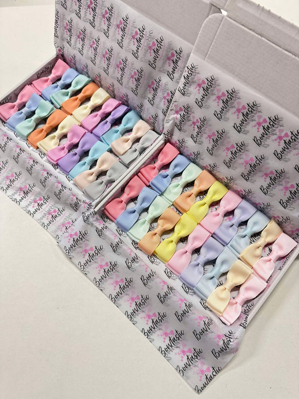Bow Set - 20x Pastel Bow Bundle Clips - 2.75 inch Bows