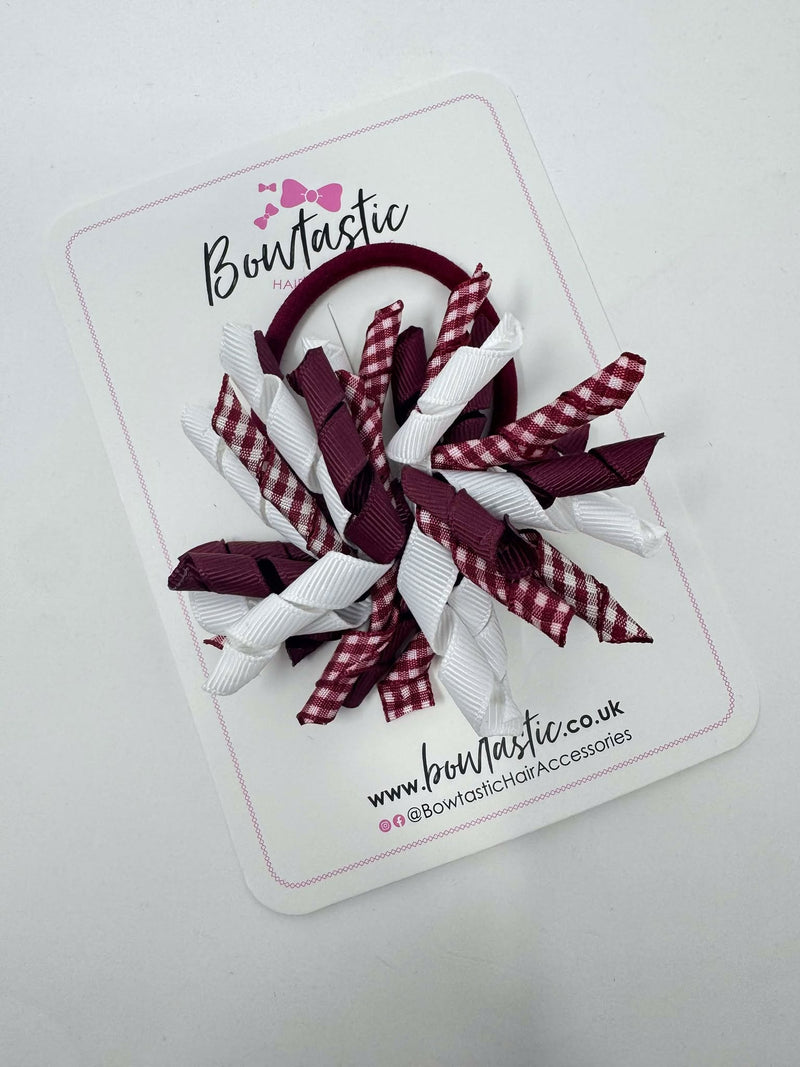 3.5 Inch Corker Bow Bobble - Burgundy & White Gingham