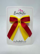 3 Inch Tail Bow - Red & Daffodil