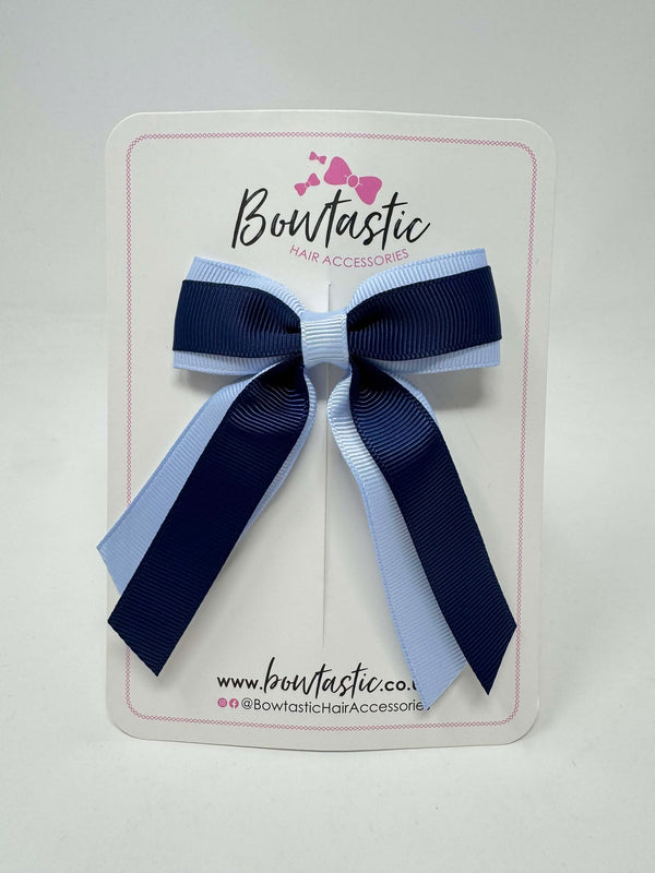 3 Inch Tail Bow - Navy & Bluebell
