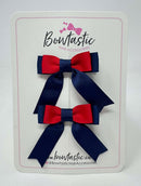 2 Inch Tail Bow - Red & Navy - 2 Pack