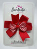 3 Inch 2 Layer Pinwheel Bow - Red & Red Gingham