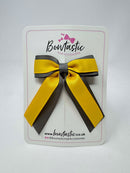 3 Inch Tail Bow - Yellow Gold & Metal Grey