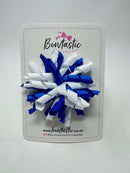 3.5 Inch Corker Bow - Royal Blue & White