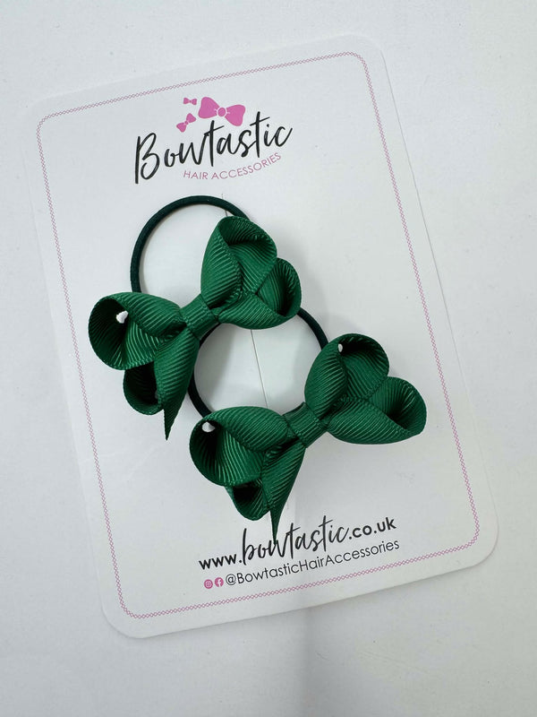 2 Inch Bow Thin Elastic - Forest Green - 2 Pack