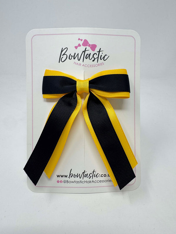 3 Inch Tail Bow - Black & Yellow Gold