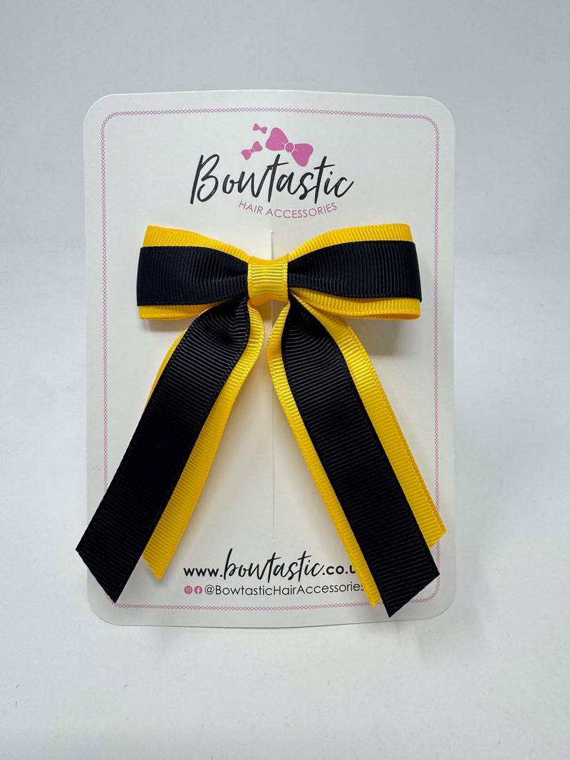 3 Inch Tail Bow - Black & Yellow Gold