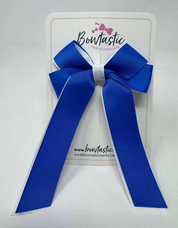 3 Inch Twist Tail Bow - Royal Blue & White