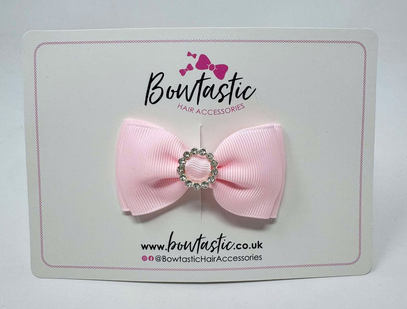 3 Inch Gem Bow - Powder Pink