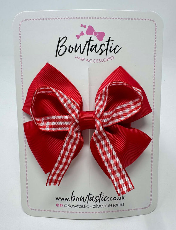 3.5 Inch Flat Bow - Red Gingham