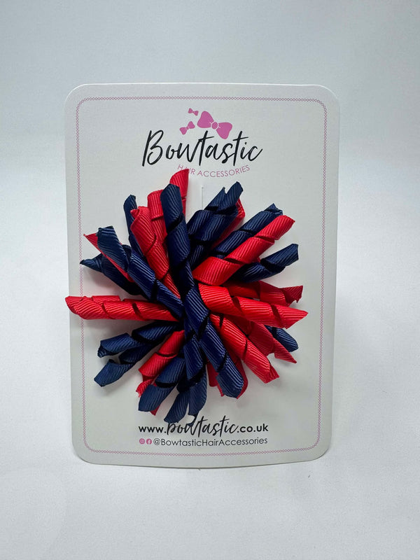 3.5 Inch Corker Bow - Navy & Red