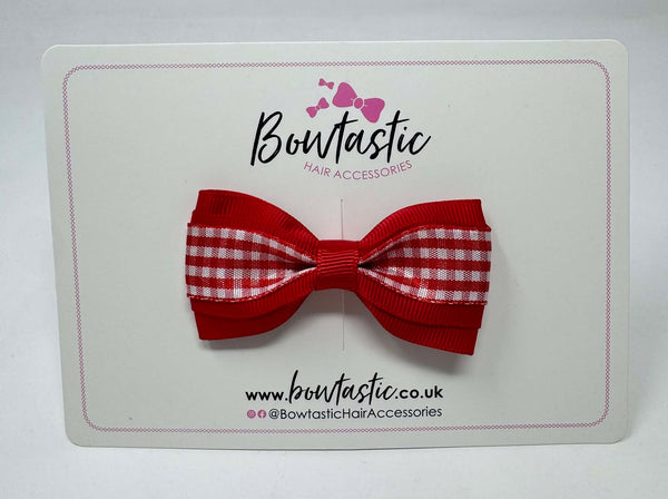 3 Inch Tuxedo Bow - Red Gingham