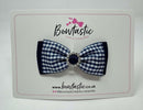 3 Inch Gem Bow - Navy & Navy Gingham