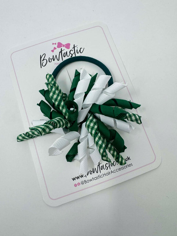 3.5 Inch Corker Bow Bobble - Forest Green & White Gingham