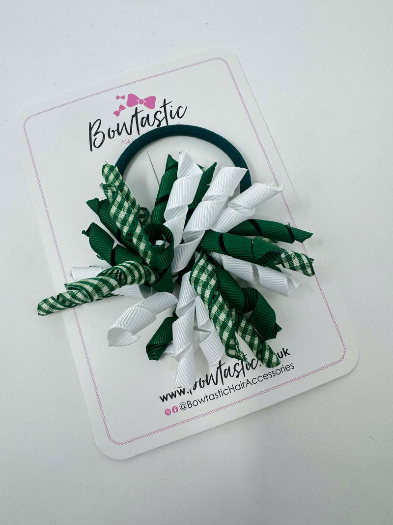 3.5 Inch Corker Bow Bobble - Forest Green & White Gingham