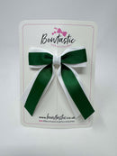 3 Inch Tail Bow - Forest Green & White