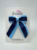 3 Inch Tail Bow - Navy & Blue Mist