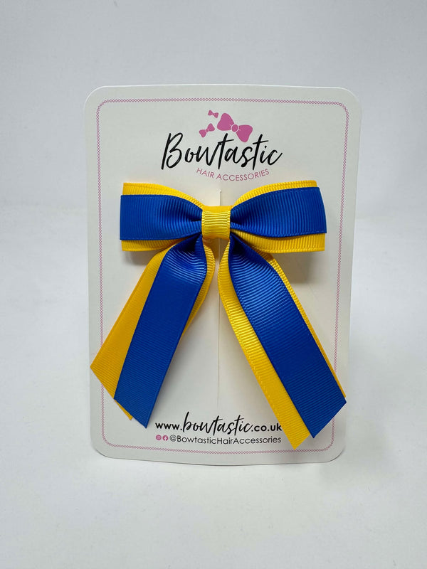 3 Inch Tail Bow - Royal Blue & Yellow Gold