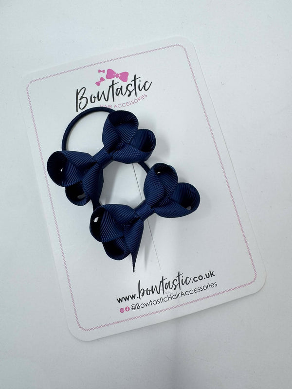 2 Inch Bow Thin Elastic - Navy - 2 Pack