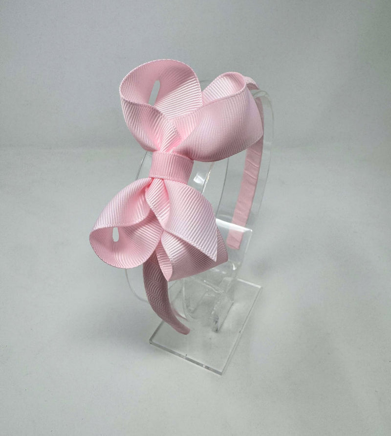 3 Inch Bow Alice Band - Powder Pink