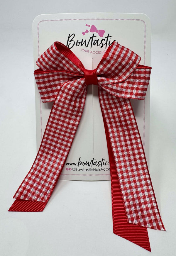 3 Inch Twist Tail Bow - Red Gingham