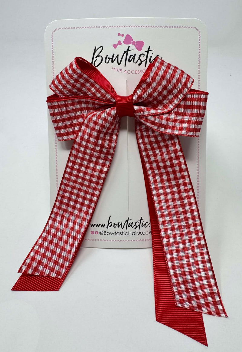 3 Inch Twist Tail Bow - Red Gingham