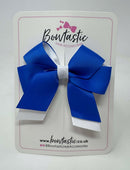 3 Inch Twist Short Tail Bow - Royal Blue & White