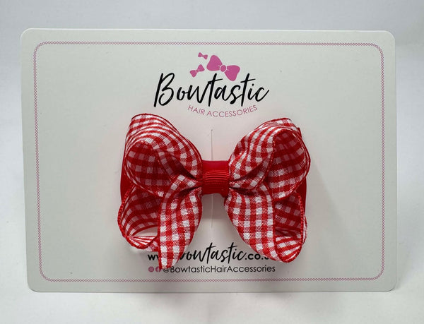 3 Inch Double Bow - Red & Red Gingham
